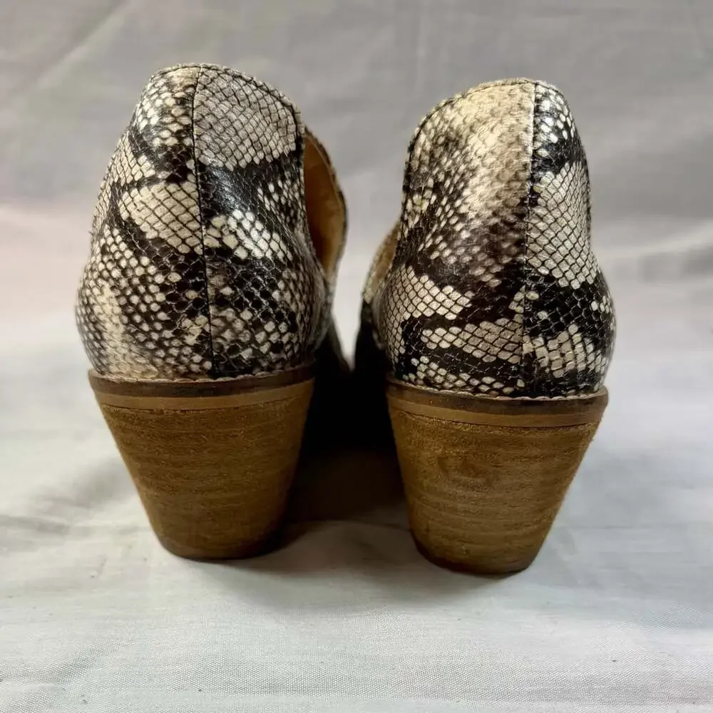 Beast Fashion Snakeskin Print Cutout Block Heel Booties
